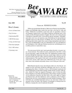 Mid-Atlantic Apiculture Research and Extension Consortium Delaware, Maryland, New Jersey, Pennsylvania and West Virginia cooperating  MAAREC