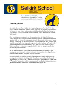 Selkirk School News January 10, 2014 Volume 5, Issue 6  Phone: [removed]Fax: [removed]