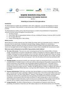 MARINE RESERVES COALITION SCIENCE RATIONALE FOR MARINE RESERVES MAY 2012 Protecting our oceans for future generations Introduction