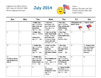 July[removed]Copperas Cove Public Library 501 S Main St[removed]library.copperascovetx.gov