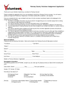 Microsoft Word - Ramsey County Volunteer Assignment Application[removed]