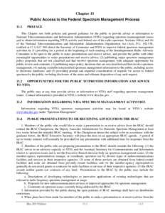 11Chapter 11 Public Access to the Federal Spectrum Management Process 11.1 PREFACE