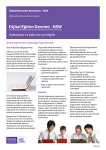 Digital Education Revolution - NSW Information for parents and carers Dijital Eğitim Devrimi - NSW Anababalar ve bakıcılar için bilgiler Şimdi öğrenmek: Geleceğe hazırlanmak