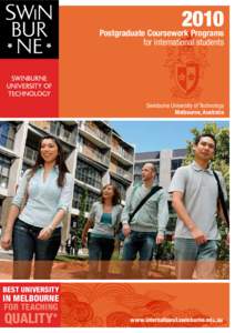 2010 Postgraduate Coursework Programs for international students  Swinburne University of Technology