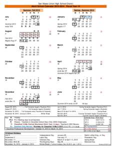 San Mateo Union High School District Adult School Calendar[removed]Fiscal Year 14 Summer- Fall 2013 M  July