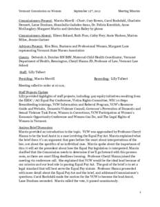 Vermont Commission on Women  September 12th, 2012 Meeting Minutes