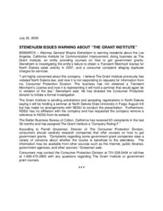 Economics / Association of Public and Land-Grant Universities / North Central Association of Colleges and Schools / North Dakota State University / Wayne Stenehjem / Consumer complaint / Consumer protection / Consumer / Consumer theory / North Dakota / Marketing