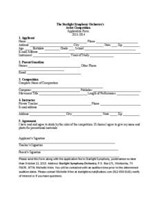 The Starlight Symphony Orchestra’s Artist Competition Application Form[removed]Applicant