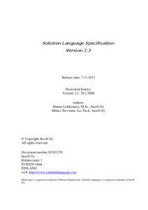 Solution Language Specification Version 2.3