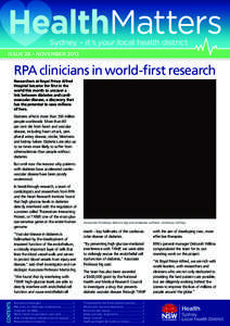 HealthMatters Sydney – it’s your local health district ISSUE 28 • NOVEMBER[removed]RPA clinicians in world-first research