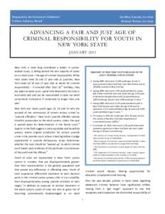 Advancing a Fair and Just Age of Criminal Responsibility for Youth in New York state