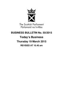 BUSINESS BULLETIN NoToday’s Business Thursday 19 March 2015 REVISED ATam