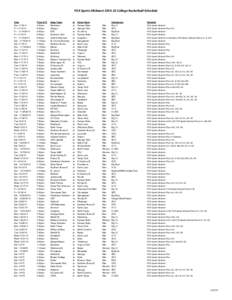 FOX Sports Midwest[removed]College Basketball Schedule  Date Sun[removed]Fri[removed]Fri[removed]