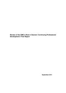 Review of the GMC’s role in doctors’ Continuing Professional Development - final report