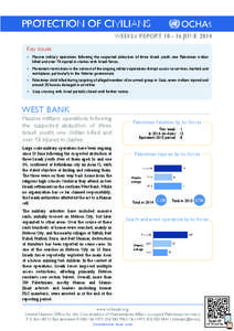 oPt  PROTECTION OF CIVILIANS WEEKLY REPORT[removed]JUNE 2014 Key issues