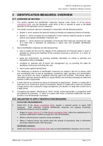 AML/CFT Handbook for the Legal Sector Part 1: Section 3 - Identification Measures: Overview 3  IDENTIFICATION MEASURES: OVERVIEW