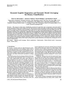 Biometrics 68, 23–30 March 2012 DOI: [removed]j[removed]01645.x  Dynamic Logistic Regression and Dynamic Model Averaging