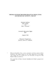 The Relationship between Financial Indicators and Economic Activity: 1968–1987