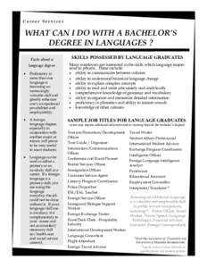 Career Services  WHAT CAN I DO WITH A BACHELOR’S DEGREE IN LANGUAGES ? Facts about a language degree: