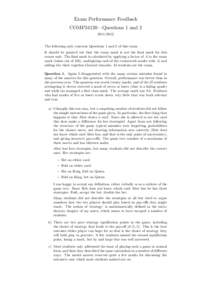 Exam Performance Feedback COMP34120—Questions 1 andThe following only concerns Questions 1 and 2 of this exam. It should be pointed out that the exam mark is not the final mark for this course unit. The fi