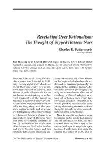 Revelation Over Rationalism: The Thought of Seyyed Hossein Nasr Charles E. Butterworth