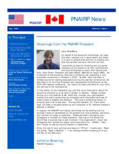 PNAIRP News  PNAIRP July, 2006  Volume 2, Issue 1