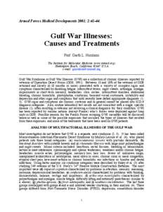 Armed Forces Medical Developments 2001; 2:[removed]Gulf War Illnesses: