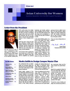 WinterAsian University for Women Quarterly Newsletter from the AUW Support Foundation  Letter from the President