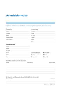 Anmeldeformular  Diploma of Advanced Studies in Fundraising Management (Start[removed]Personalien  Privatadresse