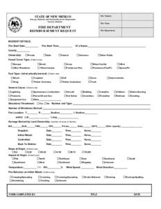 Fire Number   STATE OF NEW MEXICO  Energy, Minerals and Natural Resources Department  Forestry Division 