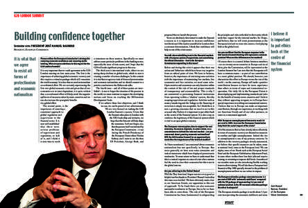 G20 London summit  Building confidence together Interview with president josé manuel barroso President, European Commission