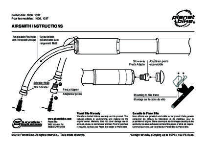 For Models: 1036, 1037 Pour les modèles : 1036, 1037 AIRSMITH INSTRUCTIONS Retractable Flex Hose with Threaded Storage