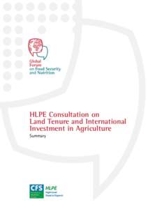 HLPE Consultation on Land Tenure and International Investment in Agriculture Summary  About the Document