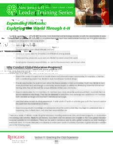 New Jersey 4-H  Head + Heart + Hands + Health Leader Training Series Expanding Horizons: