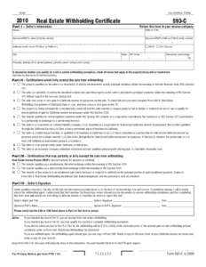 2010 Form 593-C -- Real Estate Withholding Certificate