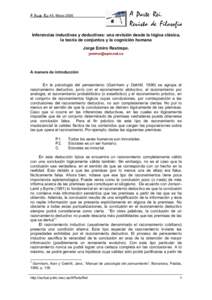 A Parte Rei 45. Mayo[removed]Inferencias inductivas y deductivas: una revisión desde la lógica clásica, la teoría de conjuntos y la cognición humana Jorge Emiro Restrepo. [removed]