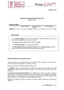 12 MarchConsumer Price Index (CPI). Base 2011 FebruaryOverall index