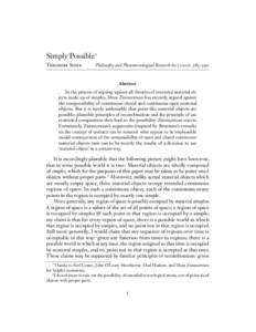 Simply Possible∗ Theodore Sider Philosophy and Phenomenological Research[removed]): 585–590  Abstract