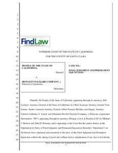 FindLaw: California v. Hewlett-Packard (HP) -- Final Judgment and Permanent Injunction