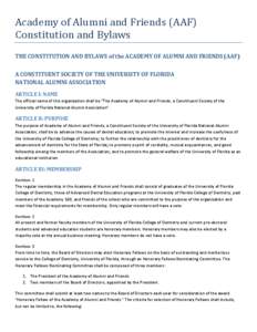 Academy of Alumni and Friends (AAF) Constitution and Bylaws