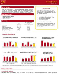 Investor Fact Sheet 3rd Quarter 2014 WhoWe WeAre Are