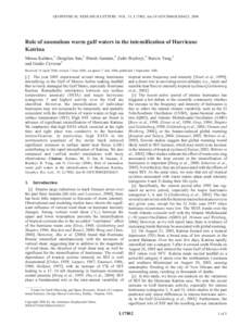 Role of anomalous warm gulf waters in the intensification of Hurricane Katrina