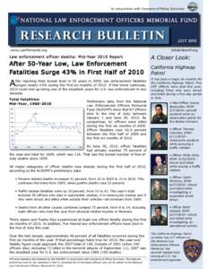 In conjunction with Concerns of Police Survivors  N at i o n a l L aw E n f o rc e m e n t O f f i c e r s M E M O R I A l F U N D Research bulletin www.LawMemorial.org