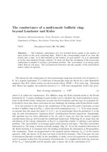 The conductance of a multi-mode ballistic ring: beyond Landauer and Kubo Swarnali Bandopadhyay, Yoav Etzioni and Doron Cohen