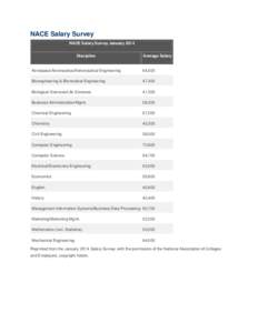 NACE Salary Survey NACE Salary Survey January 2014 Discipline Average Salary