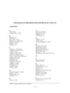 Irish Journal of Agricultural and Food Research, Volume 48 Author Index A F