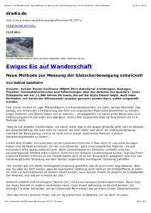 Ewiges Eis auf Wanderschaft - Neue Methode zur Messung der Gletscherbewegung | Forschung Aktuell | Deutschlandfunk[removed]:10 dradio.de http://www.dradio.de/dlf/sendungen/forschak[removed]/