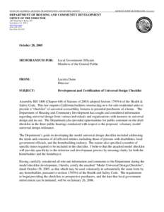 STATE OF CALIFORNIA -BUSINESS, TRANSPORTATION, AND HOUSING AGENCY  ARNOLD SCHWARZENEGGER, Governor DEPARTMENT OF HOUSING AND COMMUNITY DEVELOPMENT OFFICE OF THE DIRECTOR