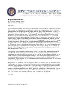 JOINT TASK FORCE CIVIL SUPPORT CHAPLAIN’S DEVOTIONAL / 29 APRIL 2013 Public Affairs Operations 1504 Madison Avenue, Fort Eustis, VA