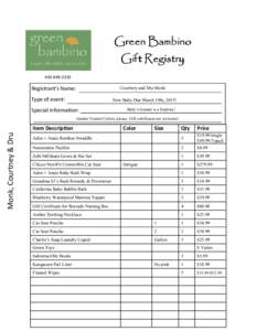 Green Bambino Gift Registry[removed]Courtney and Dru Monk